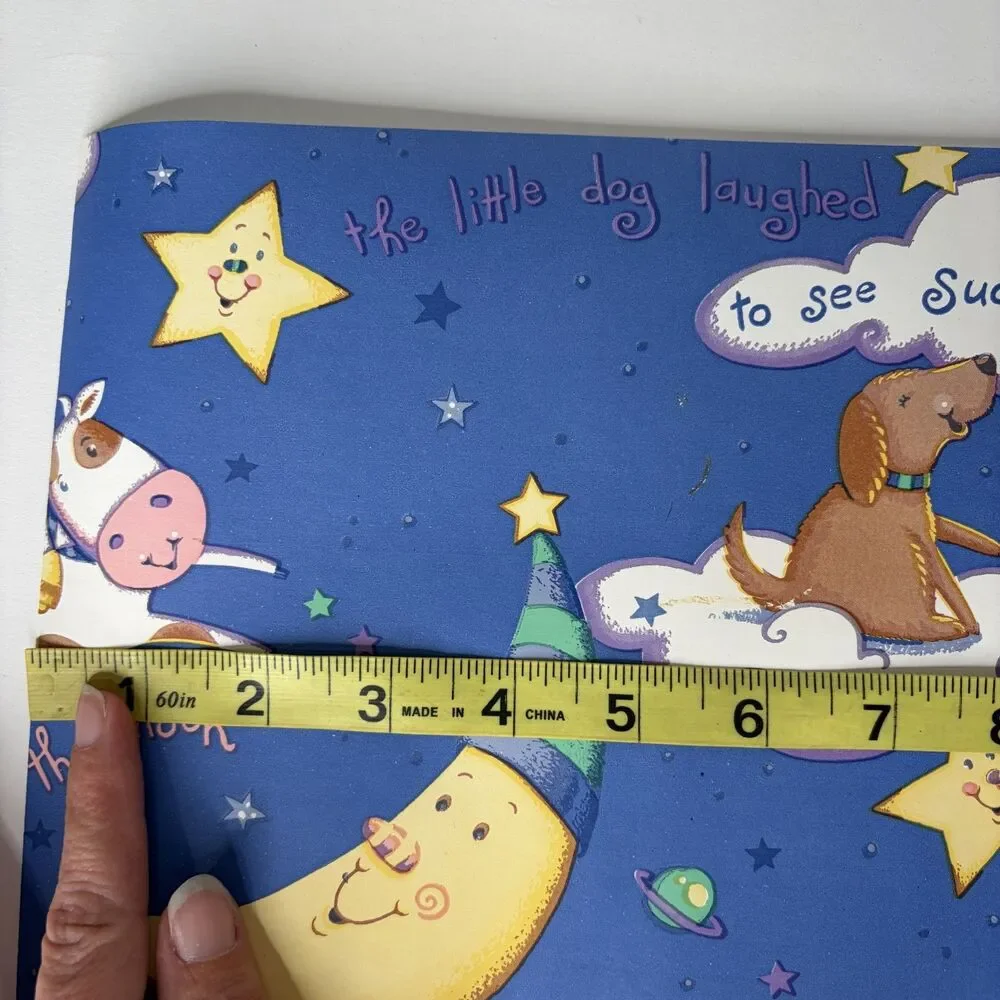 Vintage 1997 Viv Eisner-Hess Wallpaper Boarder Over The Moon Baby Nursery 21.5'